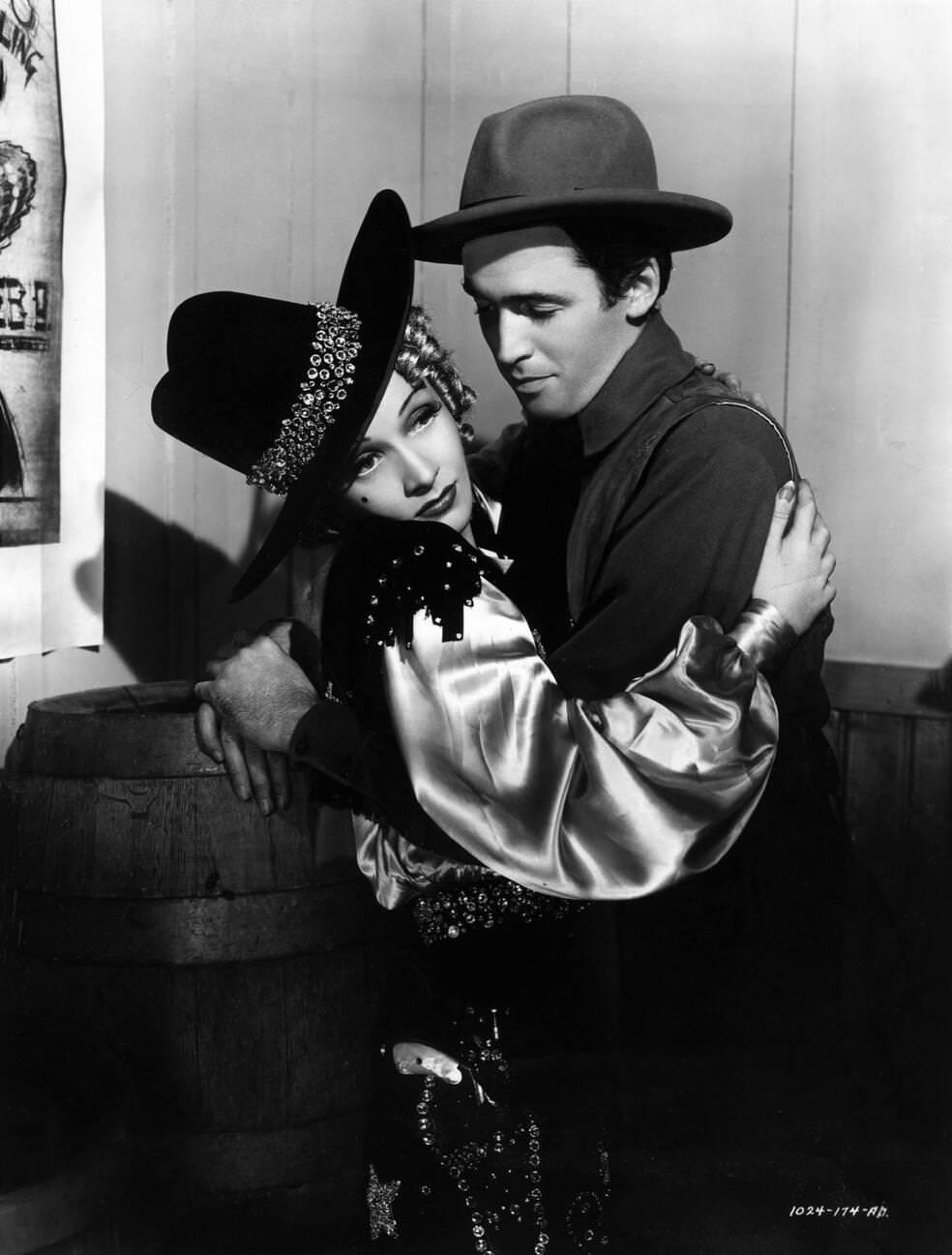 Marlene Dietrich And James Stewart In ‘Destry Rides Again’, 1939.