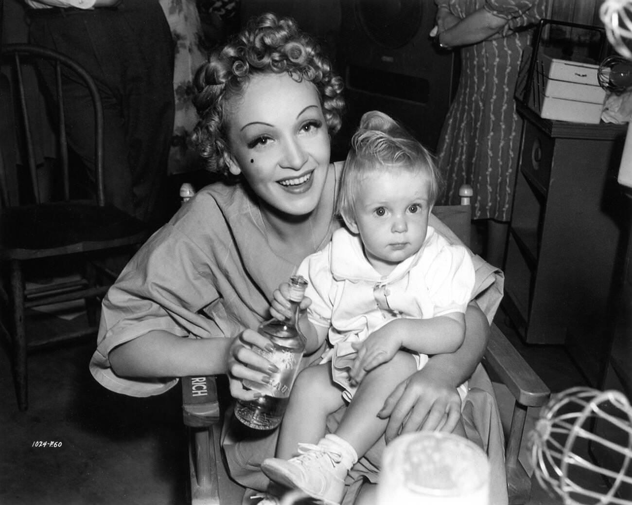 Marlene Dietrich On The Set Of ‘Destry Rides Again’, 1939.
