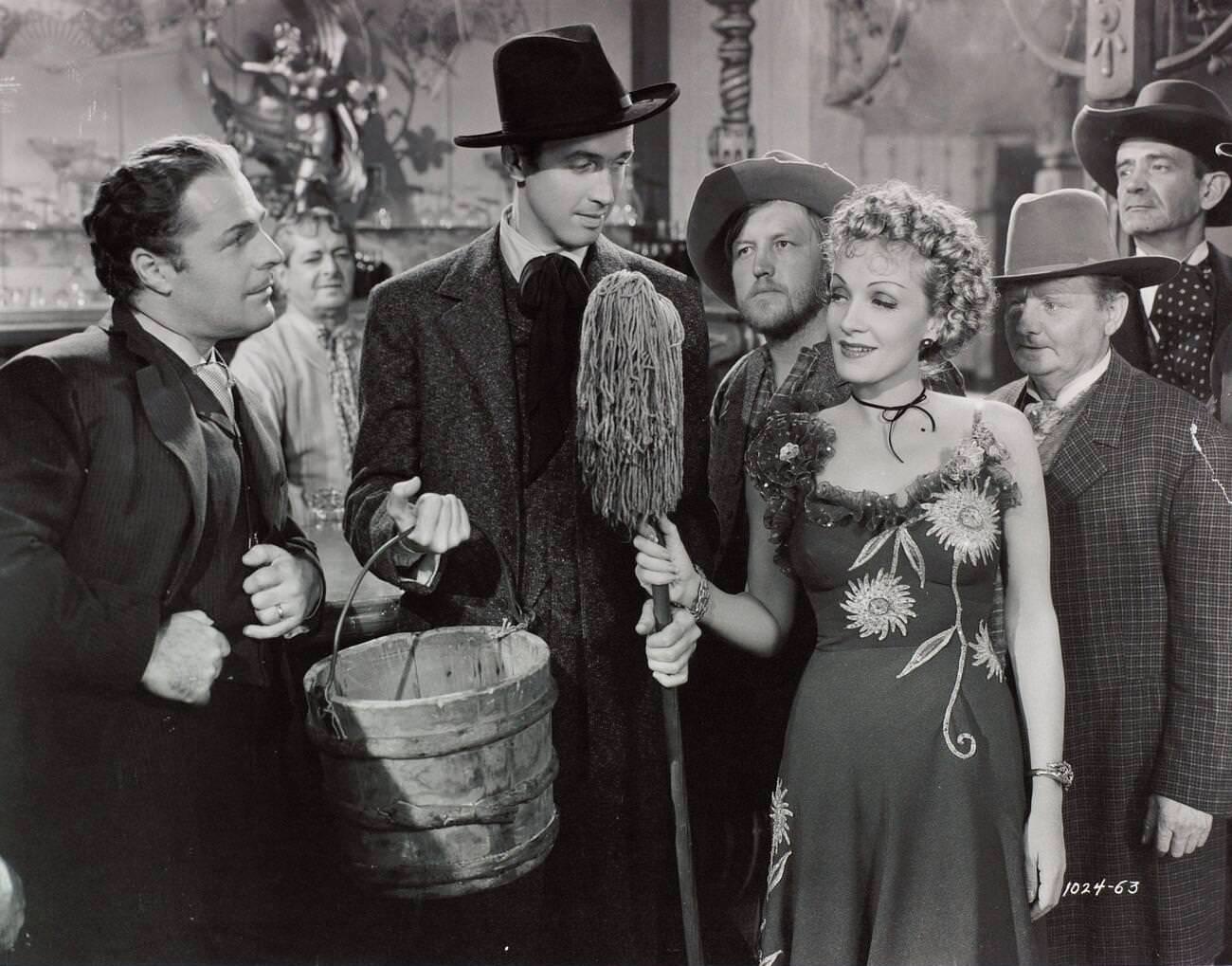 James Stewart, Marlene Dietrich, And Brian Donlevy In ‘Destry Rides Again’, 1939.