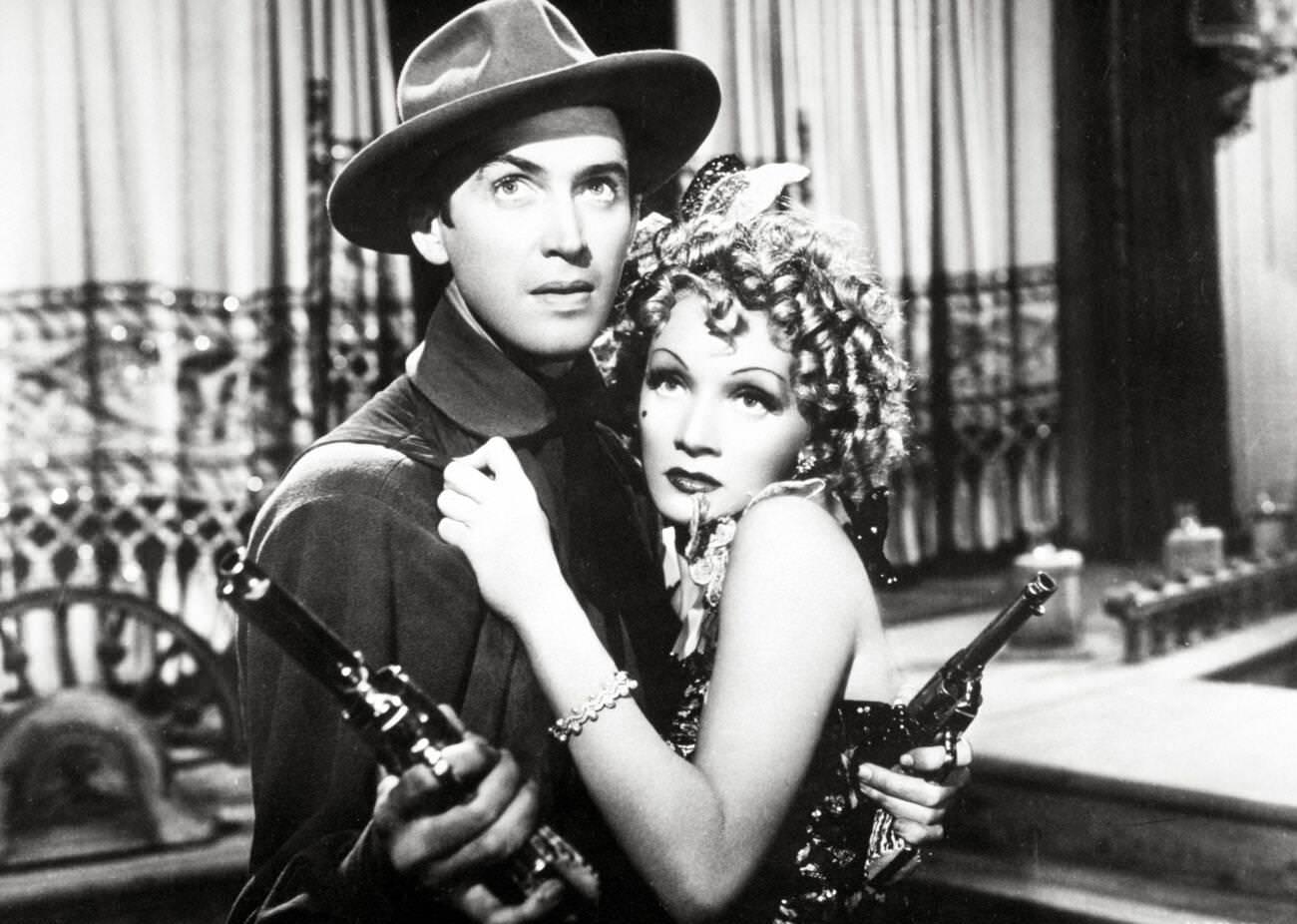James Stewart And Marlene Dietrich In ‘Destry Rides Again’, 1939.