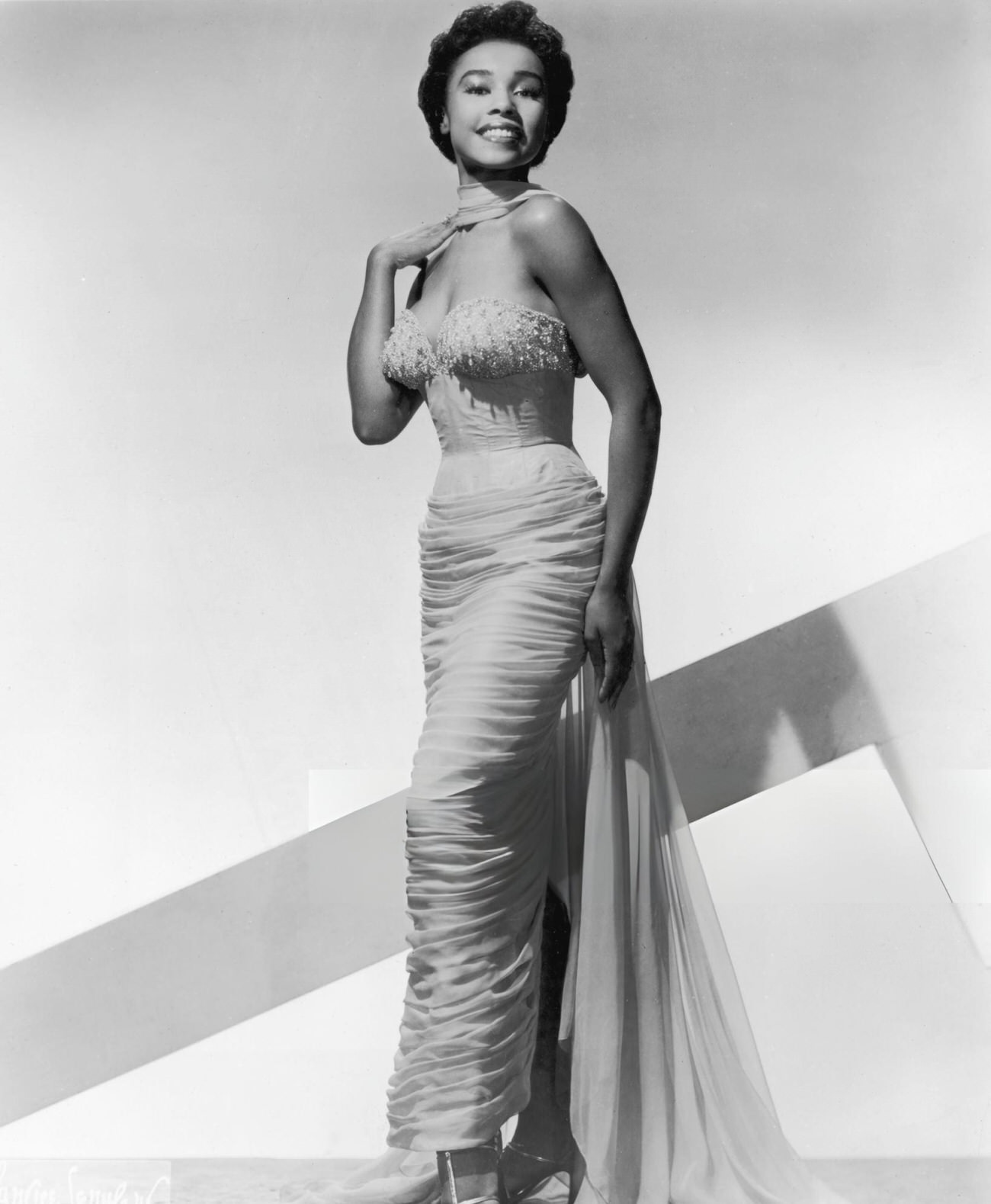 Diahann Carroll Wearing An Evening Gown With A Long Sash, 1950S.