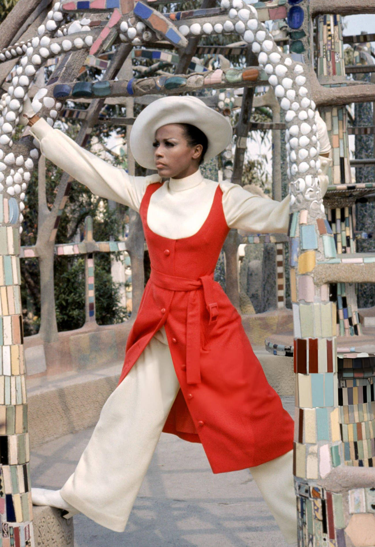 Diahann Carroll Poses For A Portrait At The Watts Towers In Los Angeles, California, 1960S.