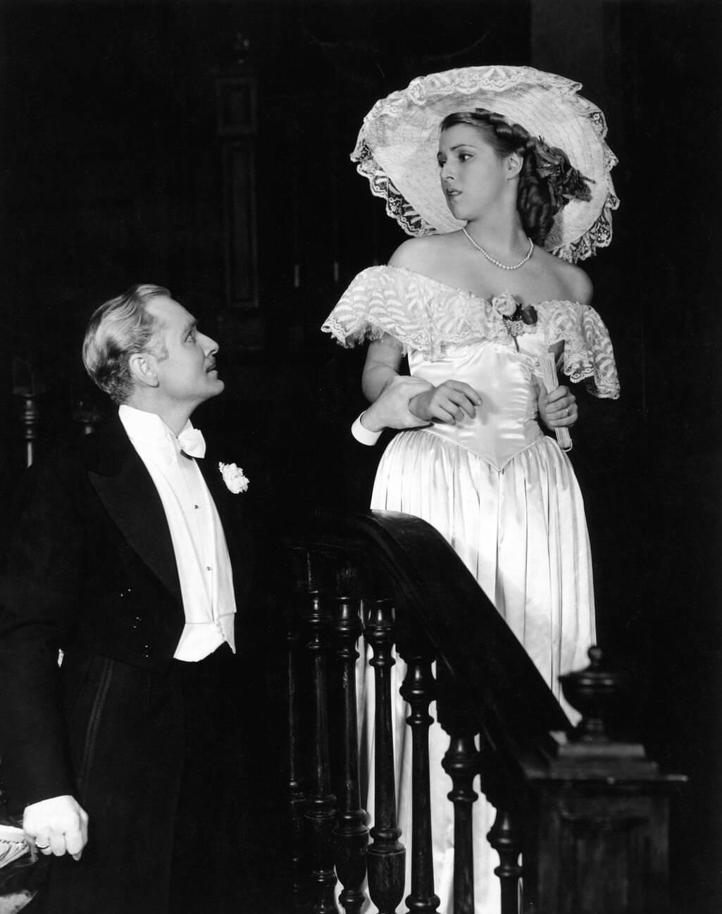 Bramwell Fletcher And Diana Barrymore In The Stage Production Of 'Rebecca', 1945