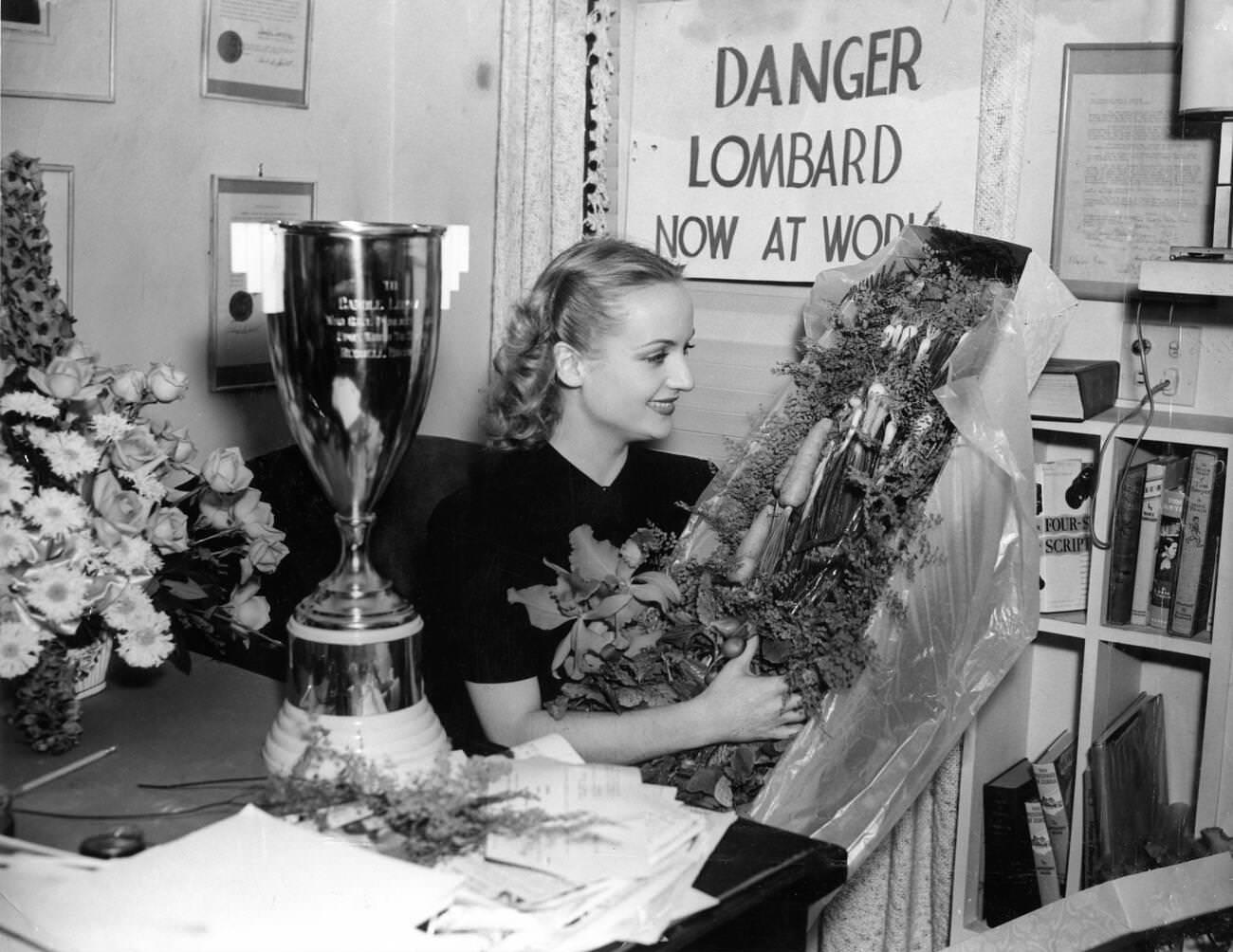 Carole Lombard Turns Press Agent For A Week At Selznick Studios, 1939.