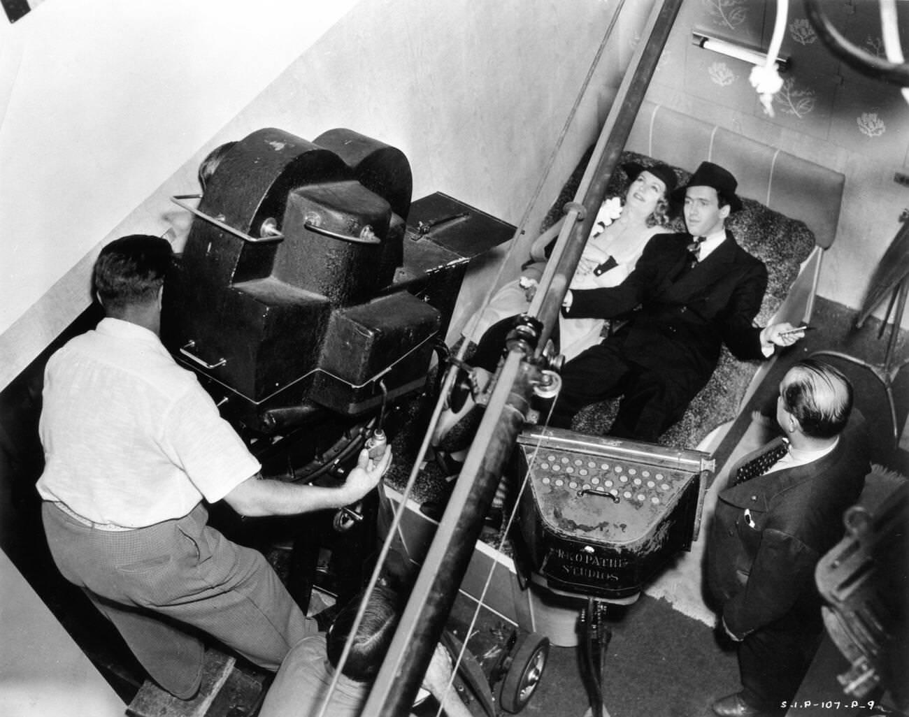 Second Cameraman Ernest Depew Filming Carole Lombard And James Stewart, 1939.