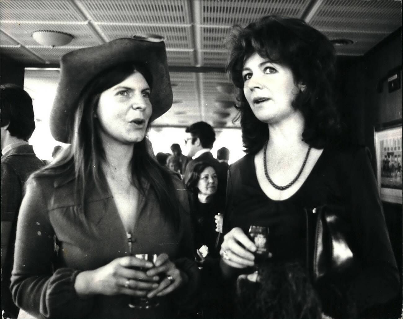 Poet Margaret Drabble And Edna O'Brien At A Press Conference, 1972.