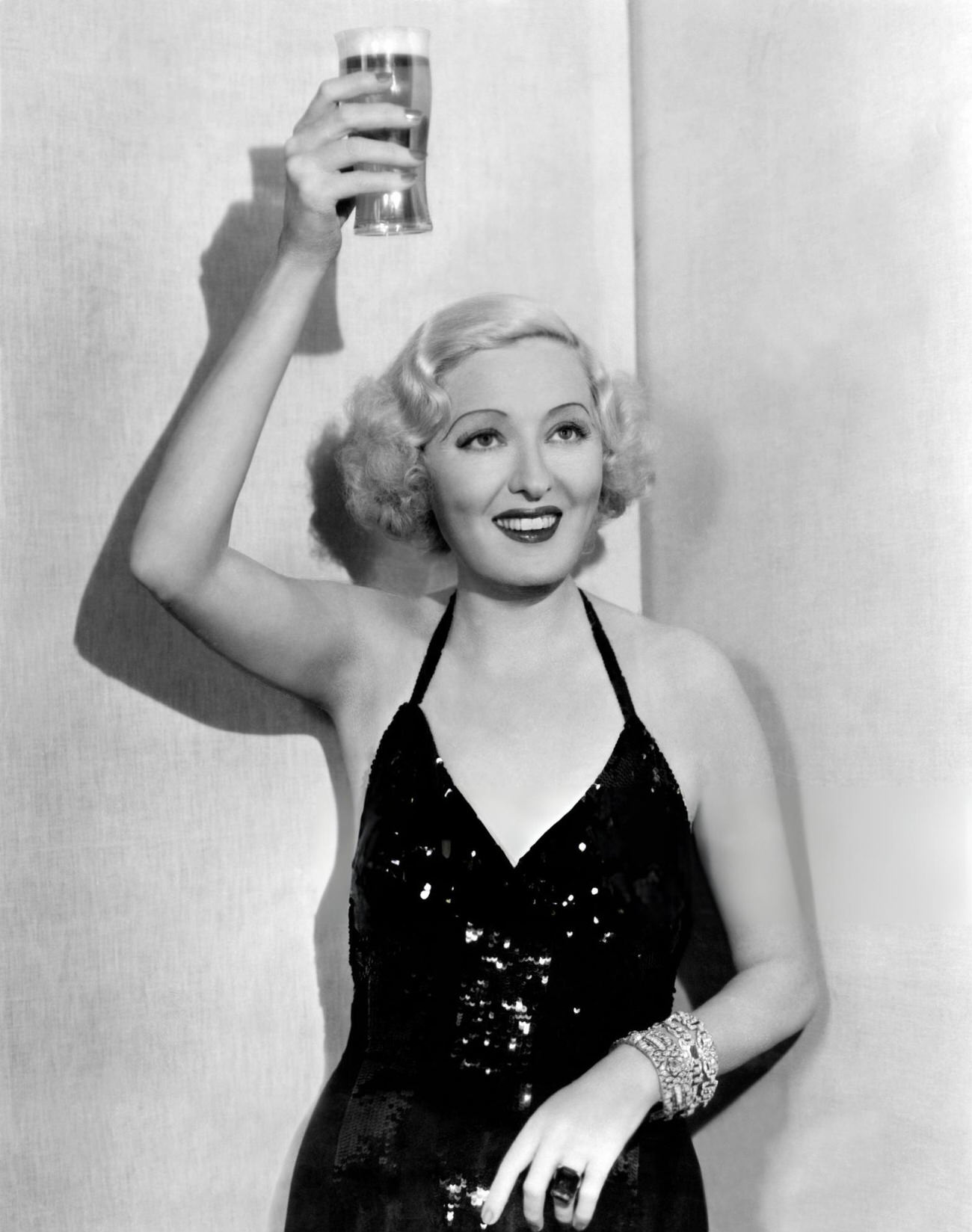 Peggy Hopkins Joyce Raises A Glass Of Beer To Celebrate The End Of Prohibition, 1933.