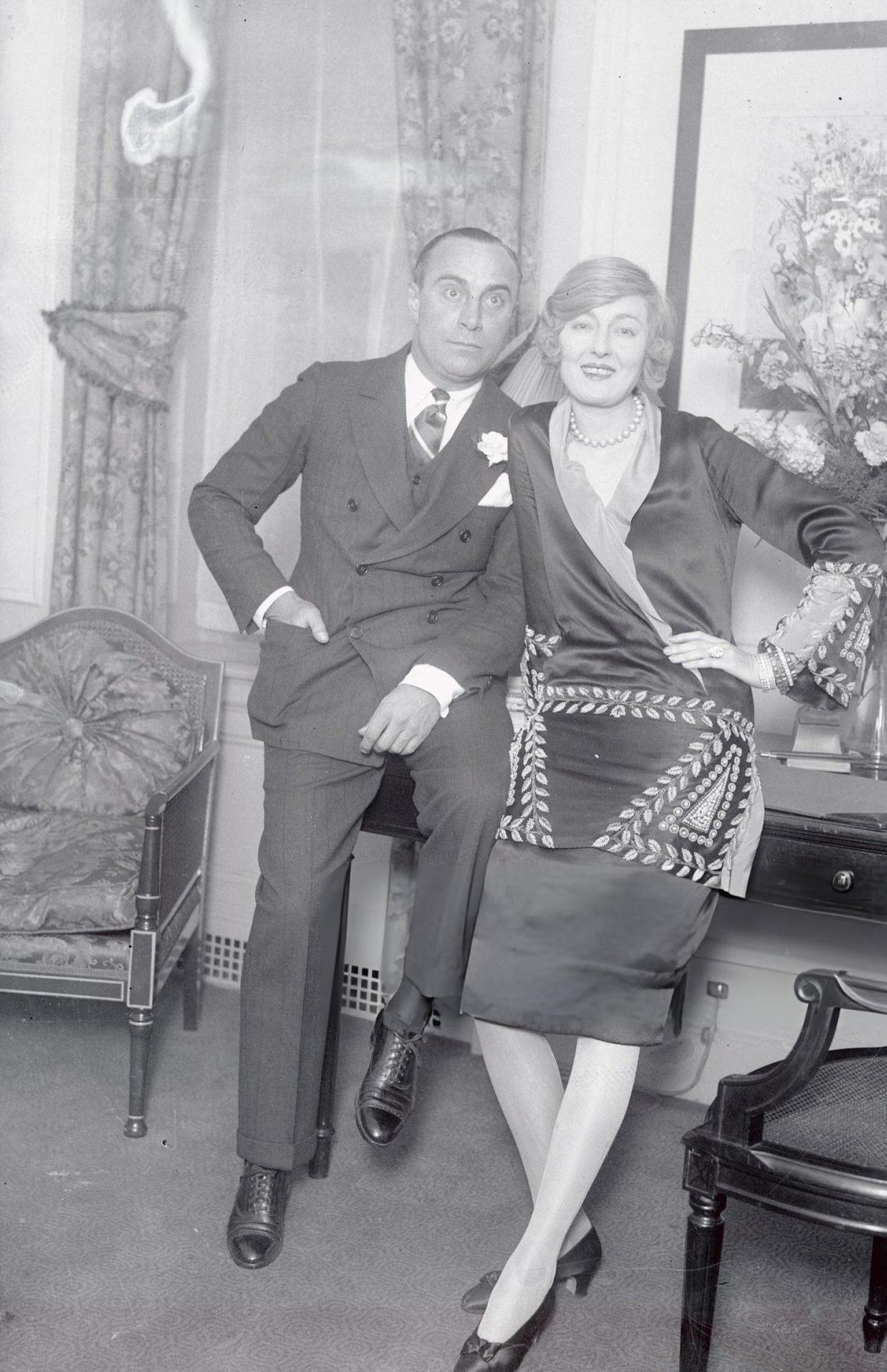 Peggy Hopkins Joyce And Her Fiance, Stanley Costock, 1920S.
