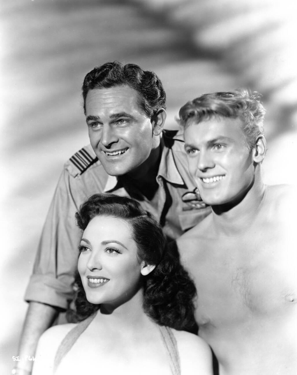 Linda Darnell, Donald Gray, And Tab Hunter In &Amp;Quot;Saturday Island&Amp;Quot;, Also Known As &Amp;Quot;Island In The Sun&Amp;Quot;, 1952.