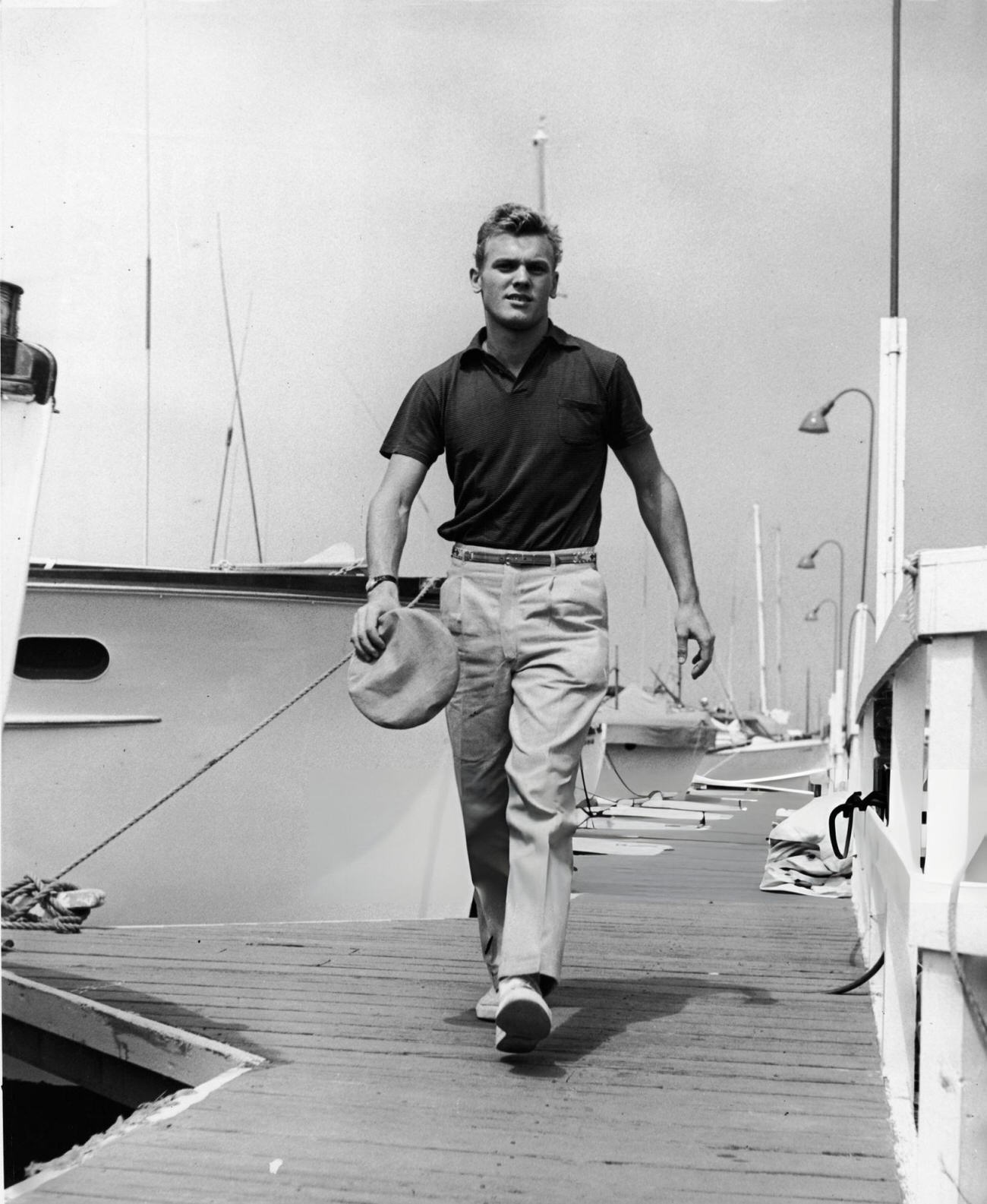 Tab Hunter On A Dock, 1955.