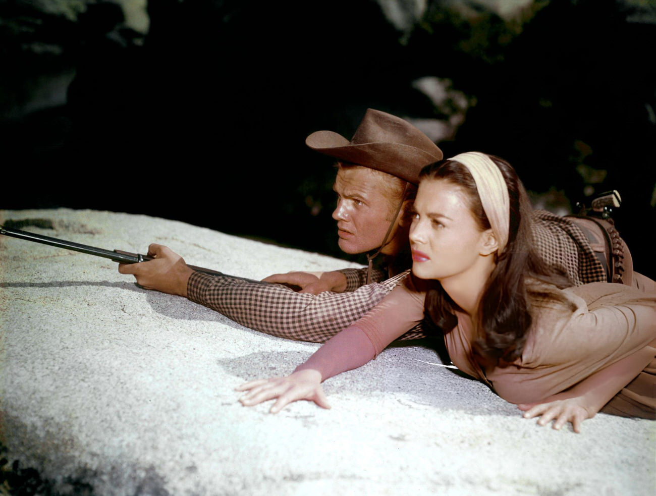 Tab Hunter And Natalie Wood On The Set Of &Amp;Quot;The Burning Hills&Amp;Quot;, 1950S.