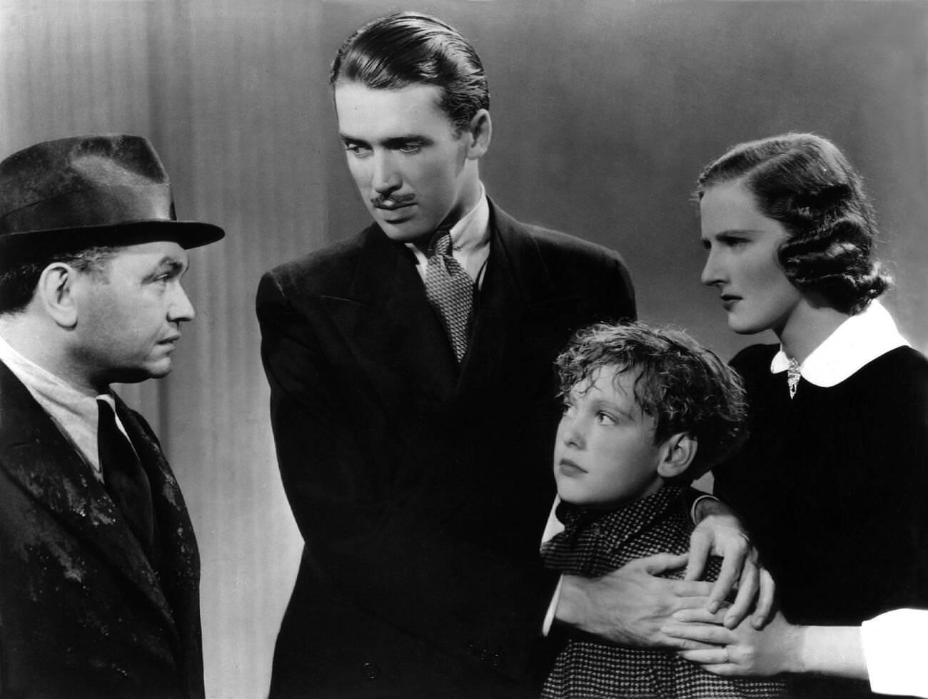 Edward G. Robinson, James Stewart, Douglas Scott, And Rose Stradner In ‘The Last Gangster’, 1937.