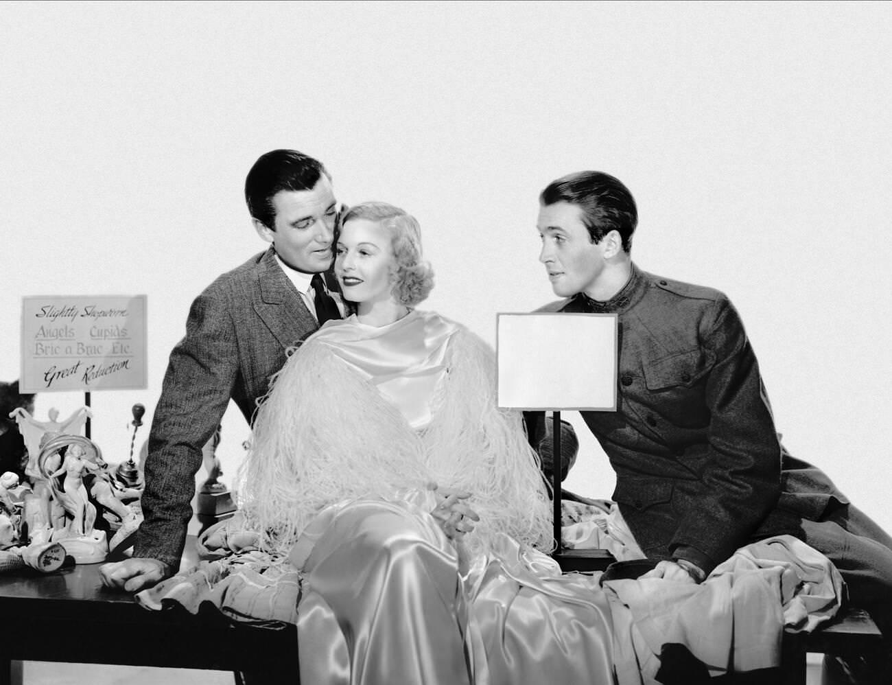 Walter Pidgeon, Margaret Sullavan, And James Stewart In 'The Shopworn Angel', 1938.