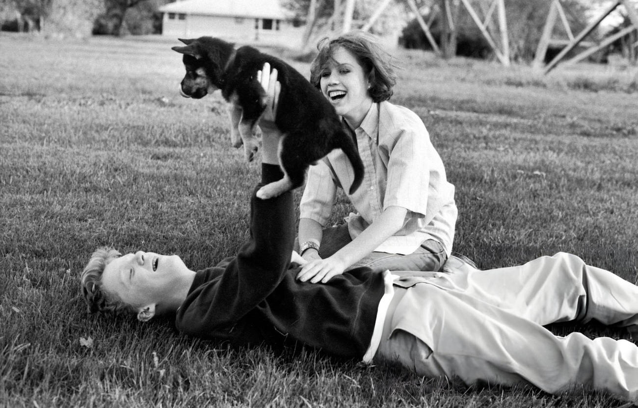 Anthony Michael Hall And Molly Ringwald On The Set Of The Breakfast Club, 1980S.
