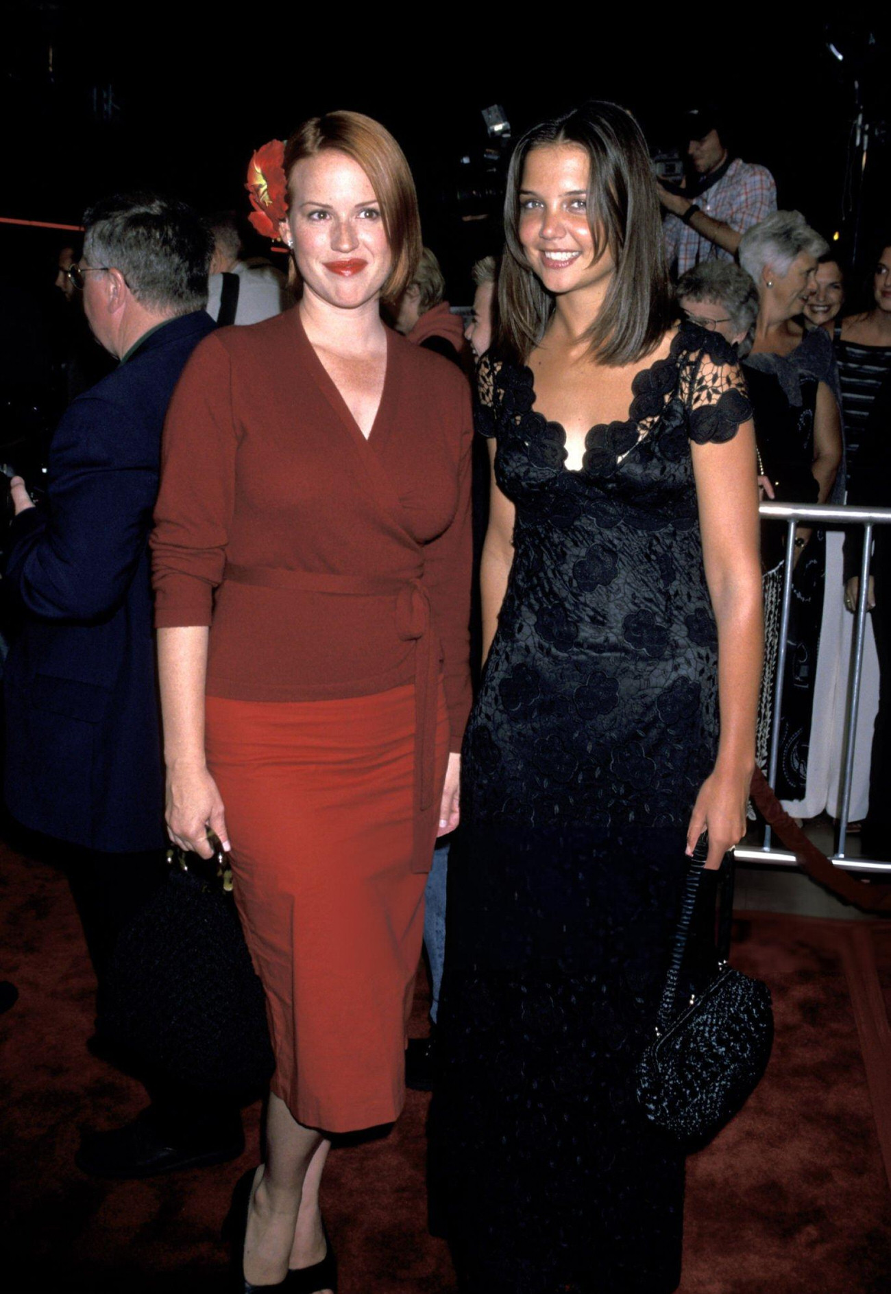 Molly Ringwald And Katie Holmes At The Los Angeles Premiere Of 'Teaching Mrs. Tingle', 1990S.