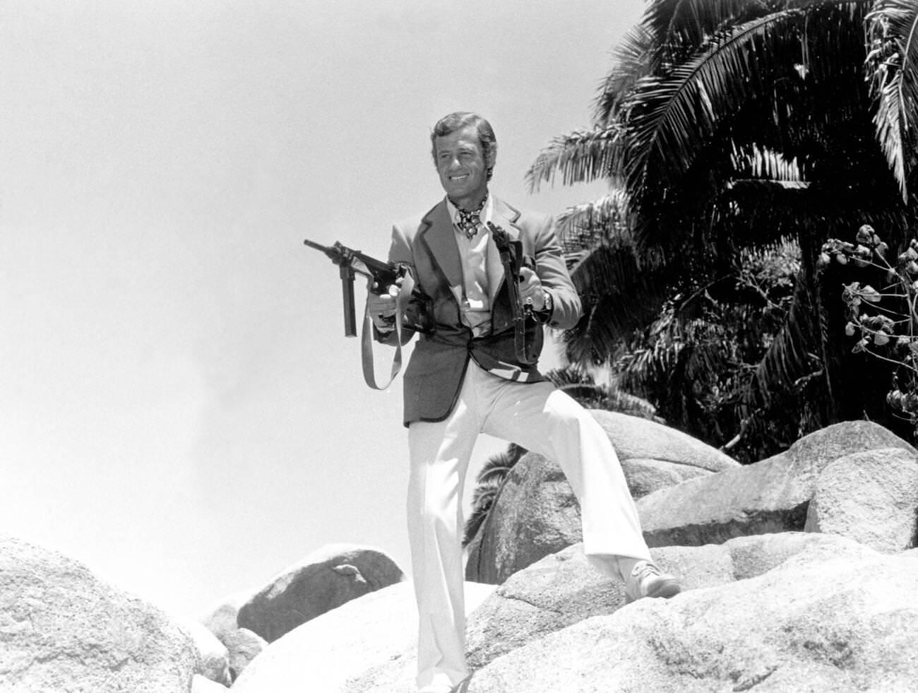 Jean-Paul Belmondo And Philippe De Broca In 'Le Magnifique', 1974.