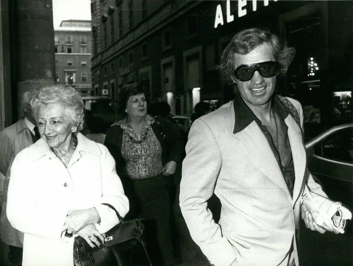 Jean-Paul Belmondo With His Parents In Rome, 1977.