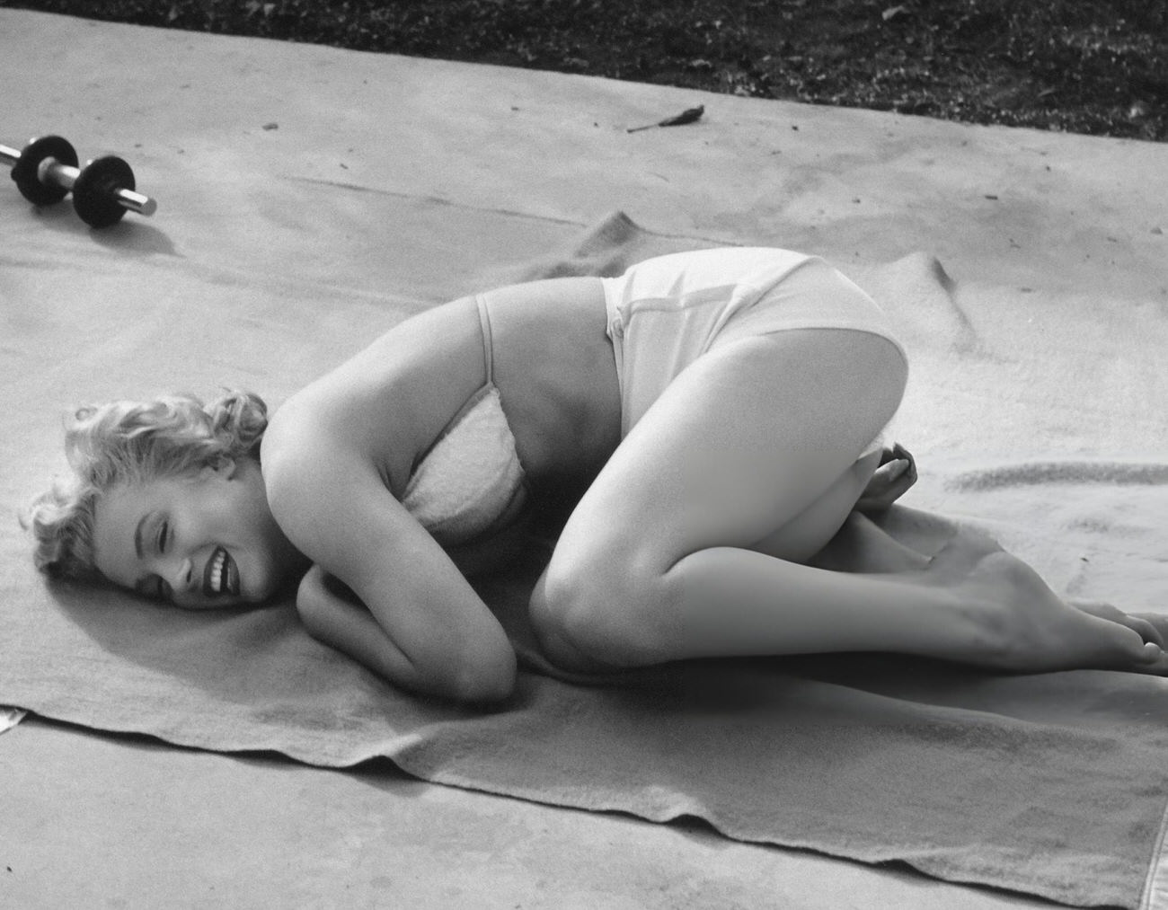 Marilyn Monroe Performing Stretching Exercises At The Hotel Bel-Air, 1953.