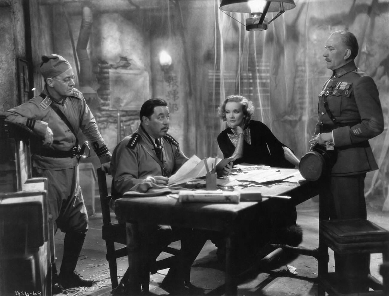 Warner Oland, Marlene Dietrich, And Emile Chautard In ‘Shanghai Express’, 1932.