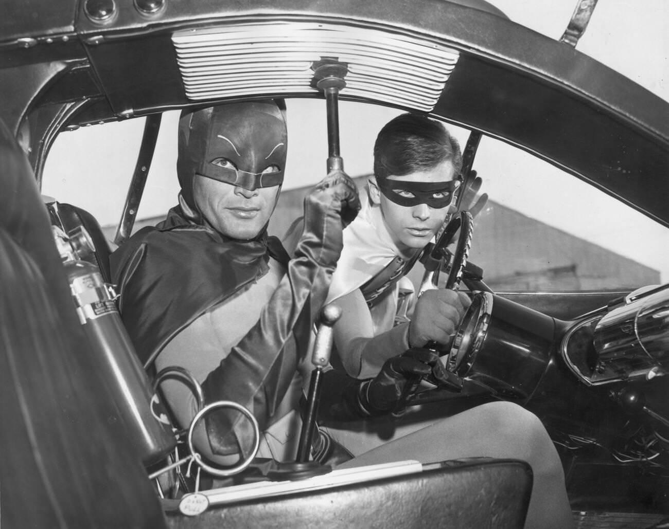 Adam West And Burt Ward As Batman And Robin In The Batmobile, 1966.