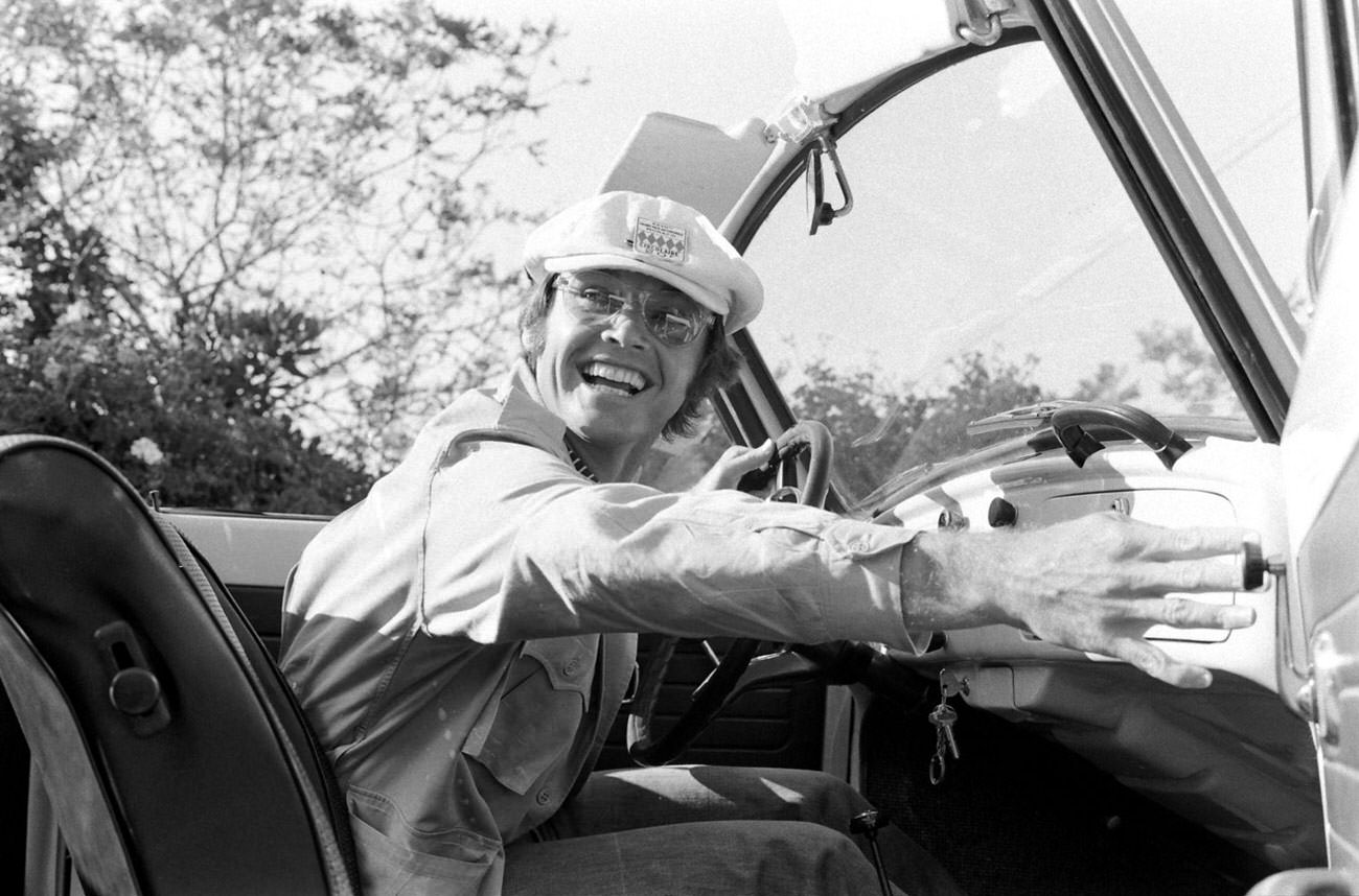 Jack Nicholson In His Beloved Volkswagen Convertible, Los Angeles, 1969. According To Notes By Writer Judy Fayard That Accompanied Arthur Schatz'S Film When It Was Sent To Life'S Offices In New York, Nicholson Said That &Amp;Quot;Anyone Out Here Who Doesn'T Drive A Volks Is Either Ostentatious Or Stupid.&Amp;Quot;
