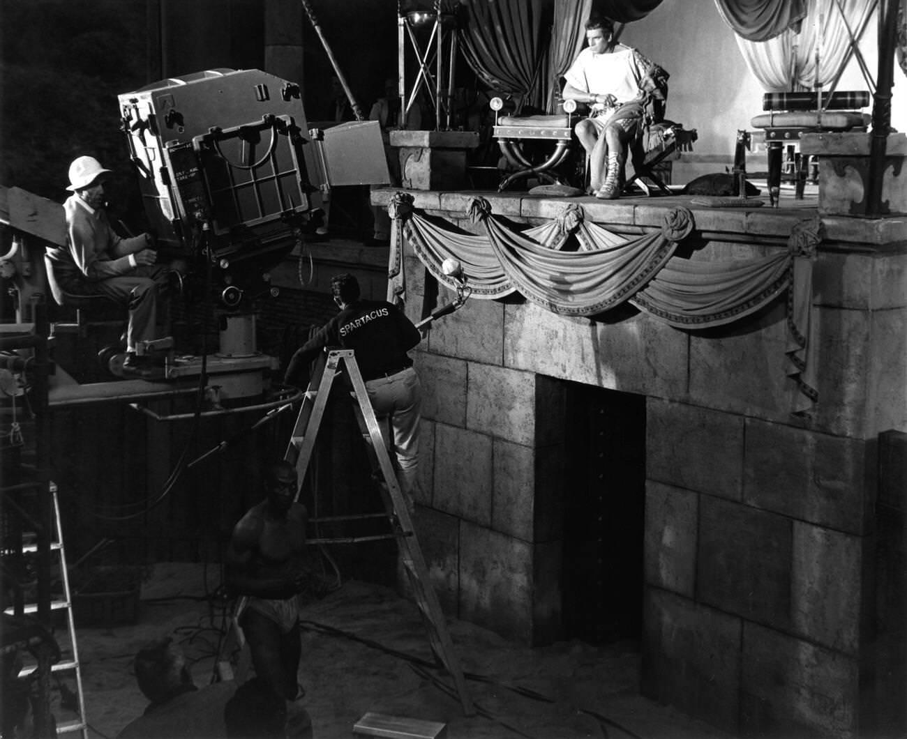 Laurence Olivier As Crassus And Woody Strode As Draba On The Set Of Spartacus, 1960.