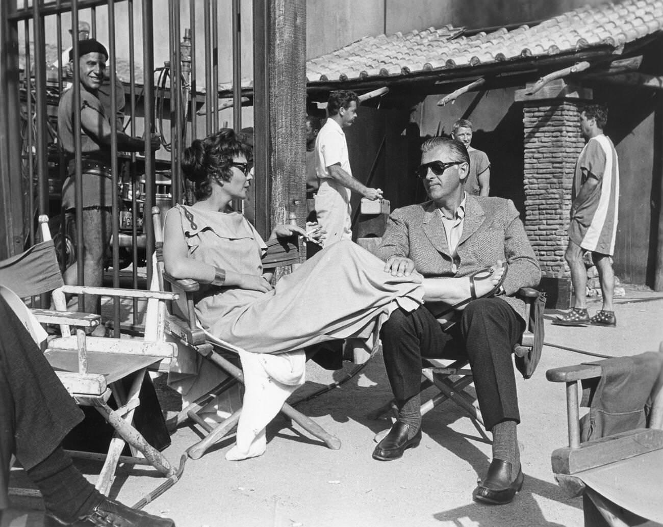 Stewart Granger And Jean Simmons On The Set Of Spartacus, 1960.