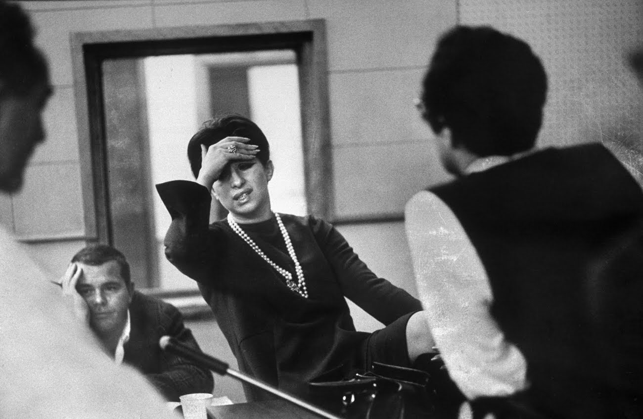 Barbra Streisand In A Recording Studio In 1966, Listening To Herself Sing.