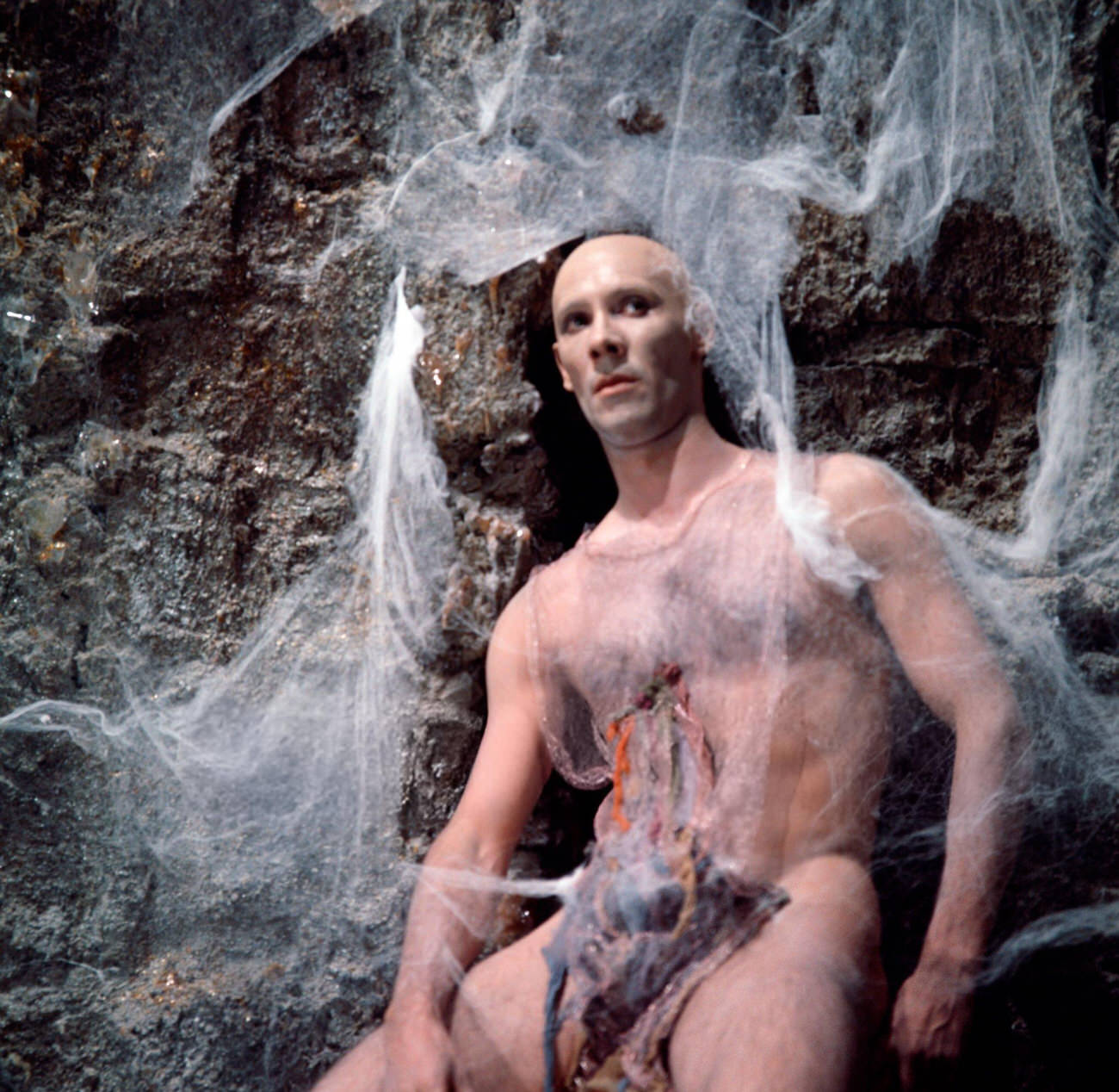 A Character In A Loincloth Among Spiderwebs On The Set Of &Amp;Quot;Barbarella&Amp;Quot;, 1967.