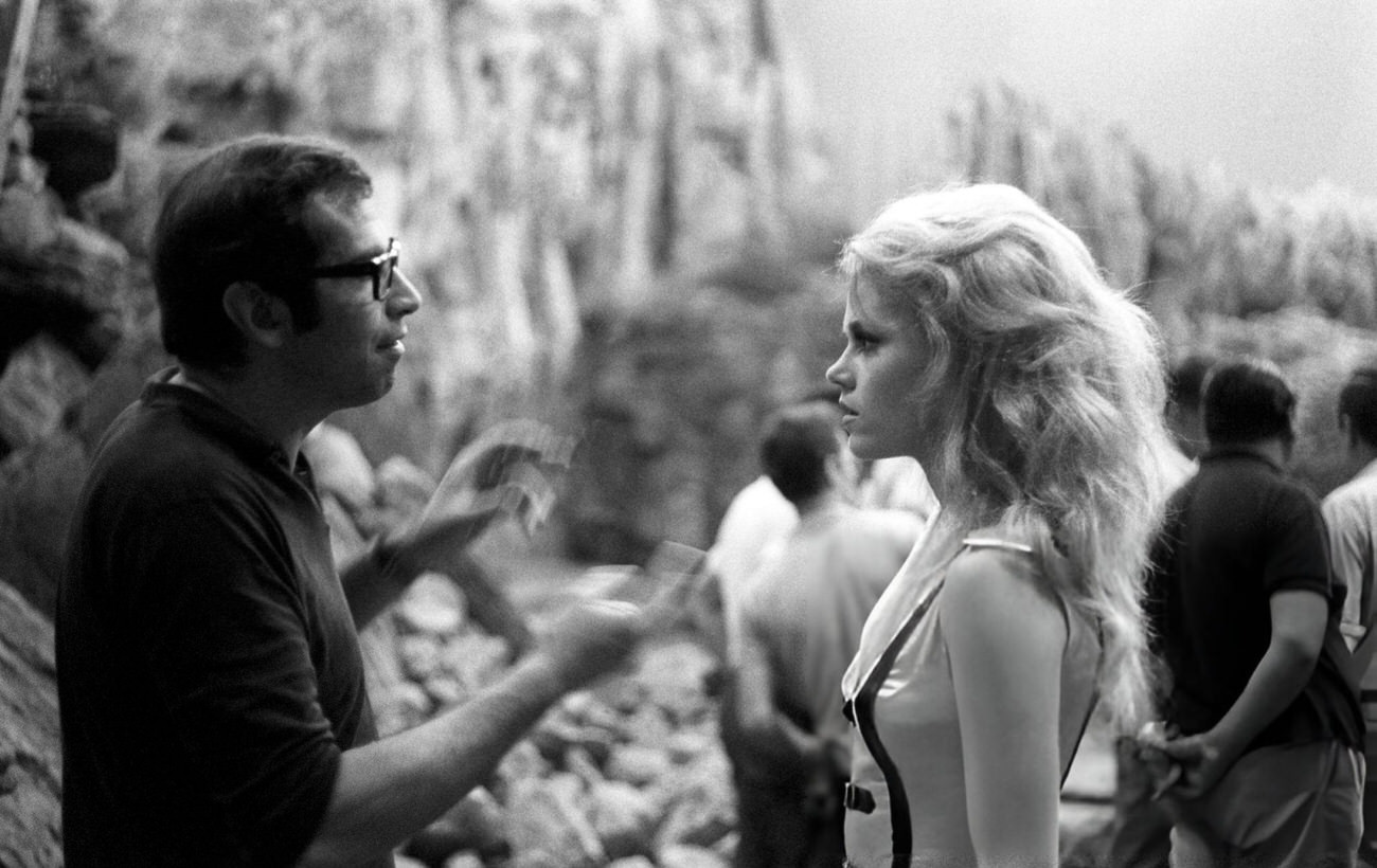 Roger Vadim And Jane Fonda Conversing On The Set Of &Amp;Quot;Barbarella&Amp;Quot;, 1967.