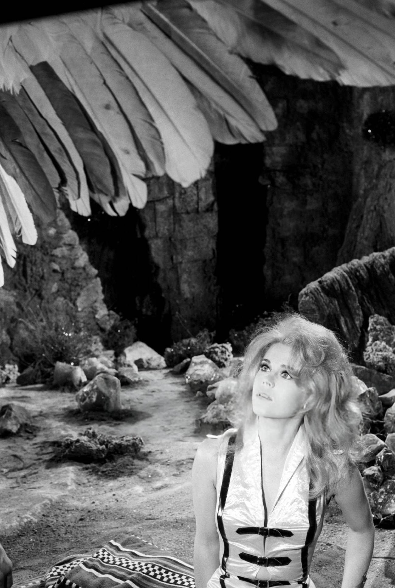 Jane Fonda Looking At A Feathered Wing In &Amp;Quot;Barbarella&Amp;Quot;, 1967.