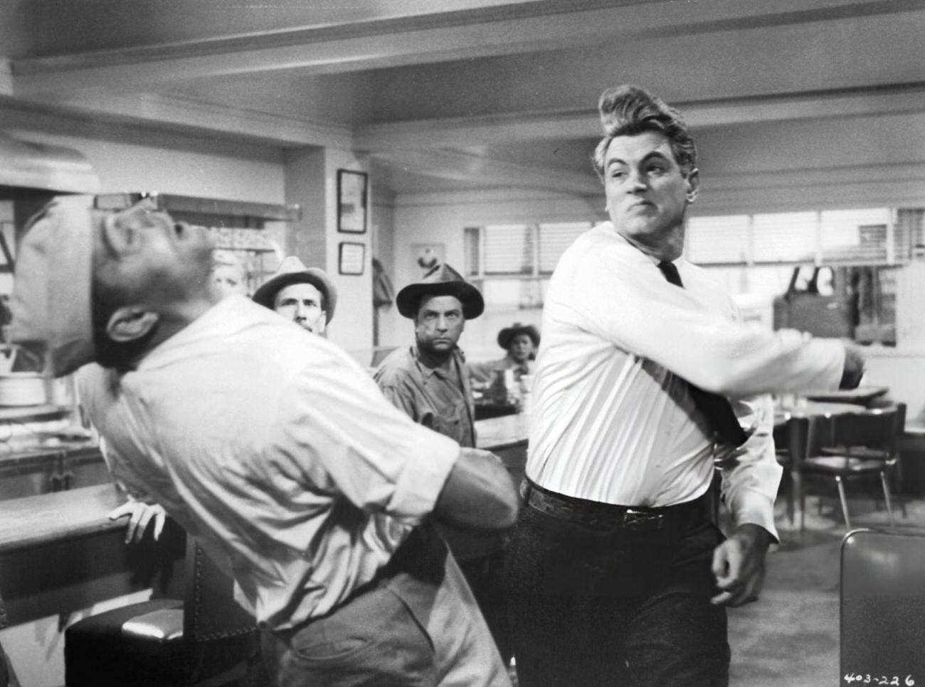 Rock Hudson In A Brawl Scene From ‘Giant’, 1956