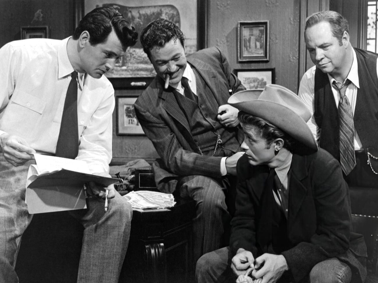Rock Hudson Looking Down At James Dean In ‘Giant’, 1956