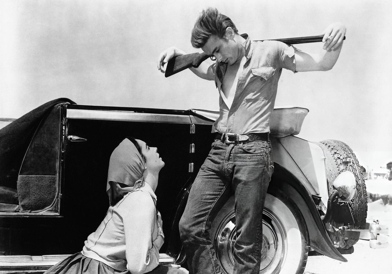 James Dean And Elizabeth Taylor In A Publicity Photo For ‘Giant’, 1956