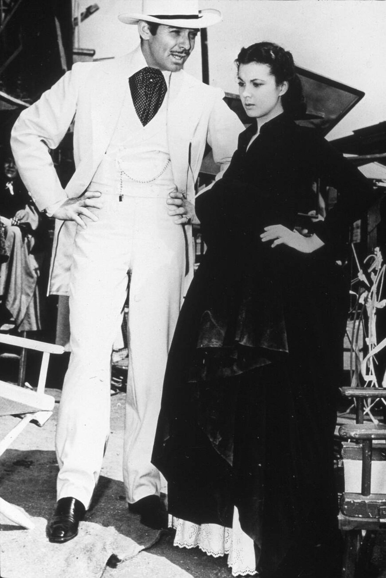 Vivien Leigh, Clark Gable, And Victor Fleming On The Set Of ‘Gone With The Wind’, 1939.
