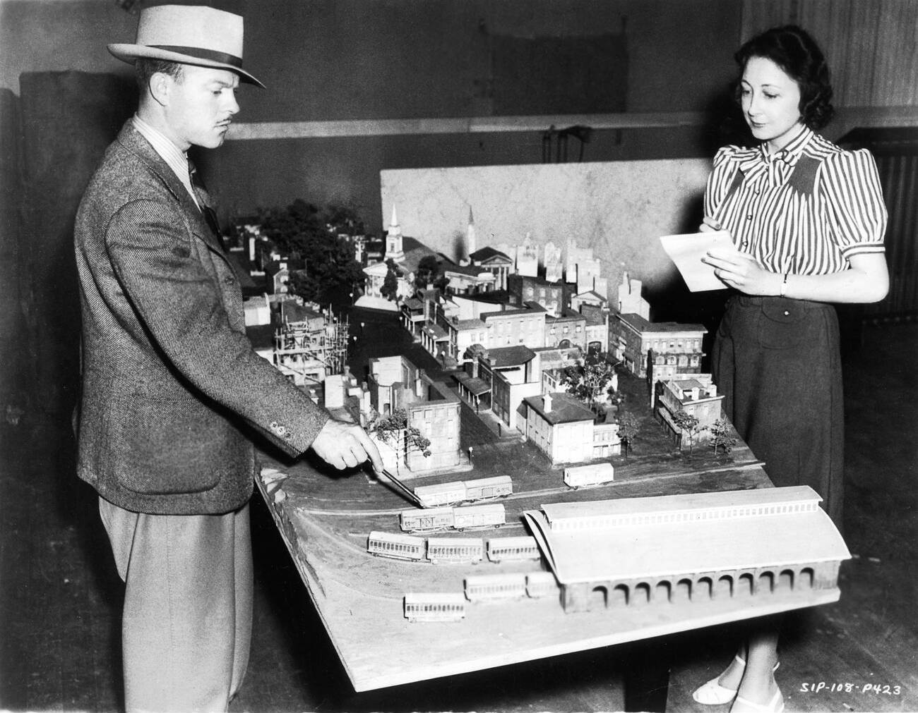 Lyle R. Wheeler And His Assistant Studying A Miniature Model For ‘Gone With The Wind’, 1939.