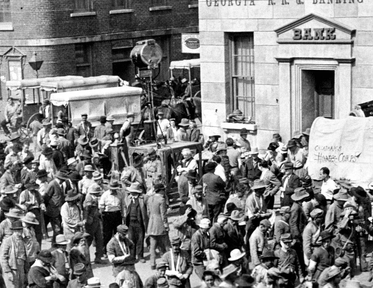 Vivien Leigh And Harry Davenport Filming A Scene With Wounded Soldiers In ‘Gone With The Wind’, 1939.