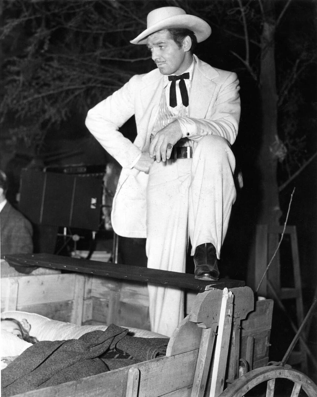 Olivia De Havilland And Clark Gable Filming The Escape To Tara Sequence In ‘Gone With The Wind’, 1939.
