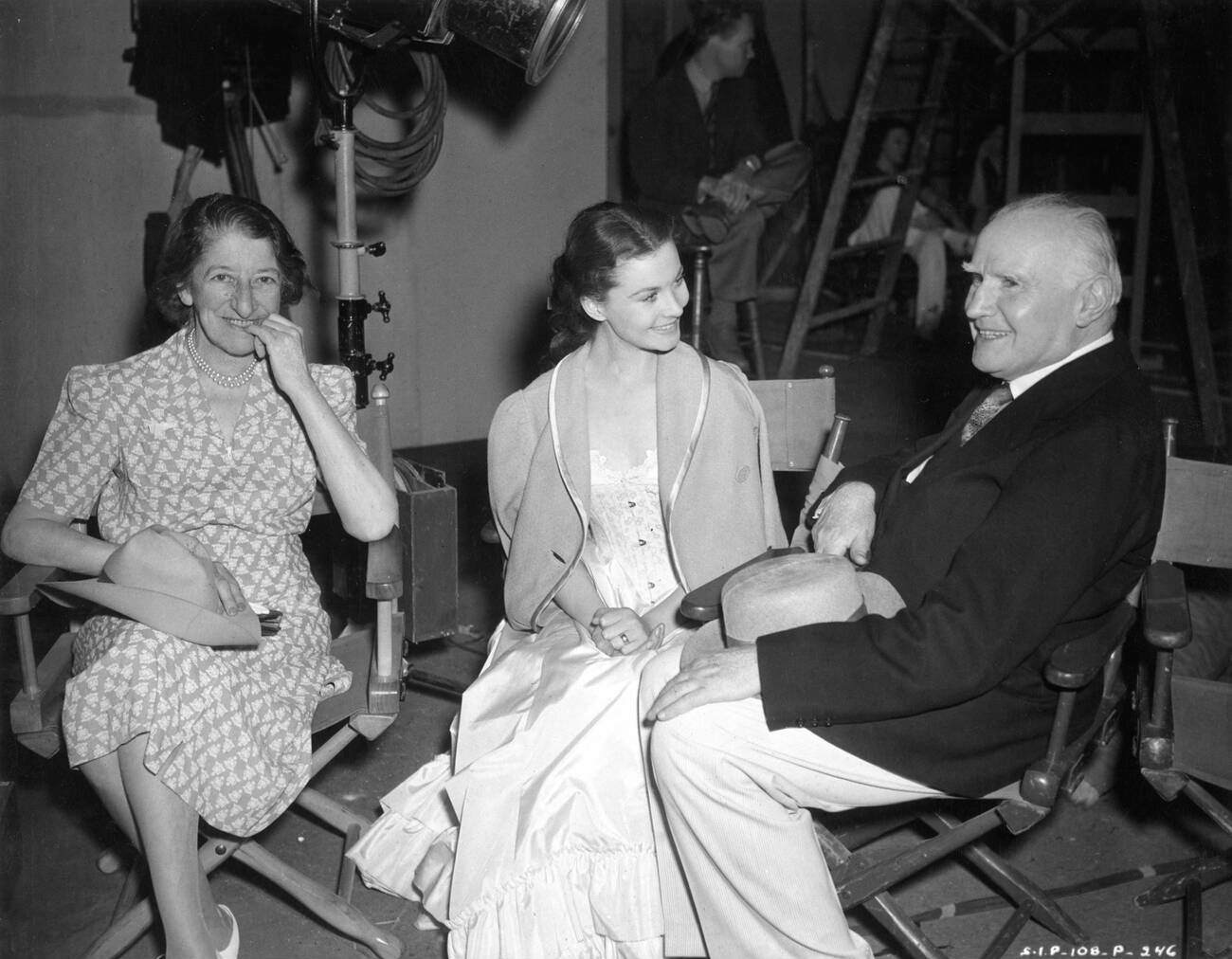 Vivien Leigh With Walter And Margaret Damrosch On The Set Of ‘Gone With The Wind’, 1939.