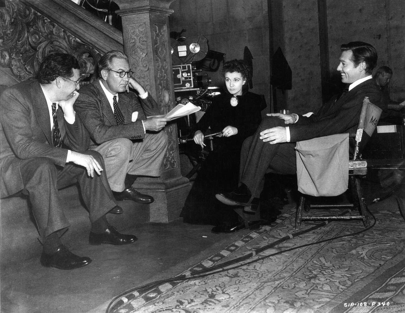 David O. Selznick, Victor Fleming, Vivien Leigh, And Clark Gable On The Set Of ‘Gone With The Wind’, 1939.