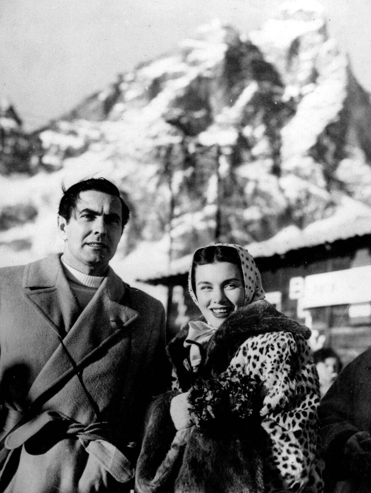 Tyrone Power And Linda Christian On Their Honeymoon, 1949.