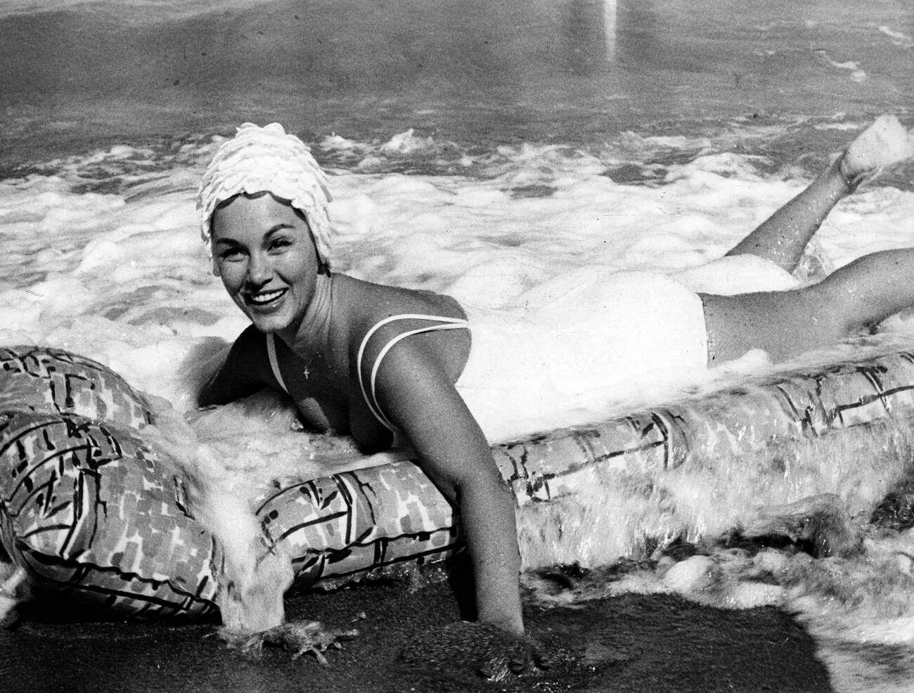 Linda Christian Relaxing In Taormina, July 1962.