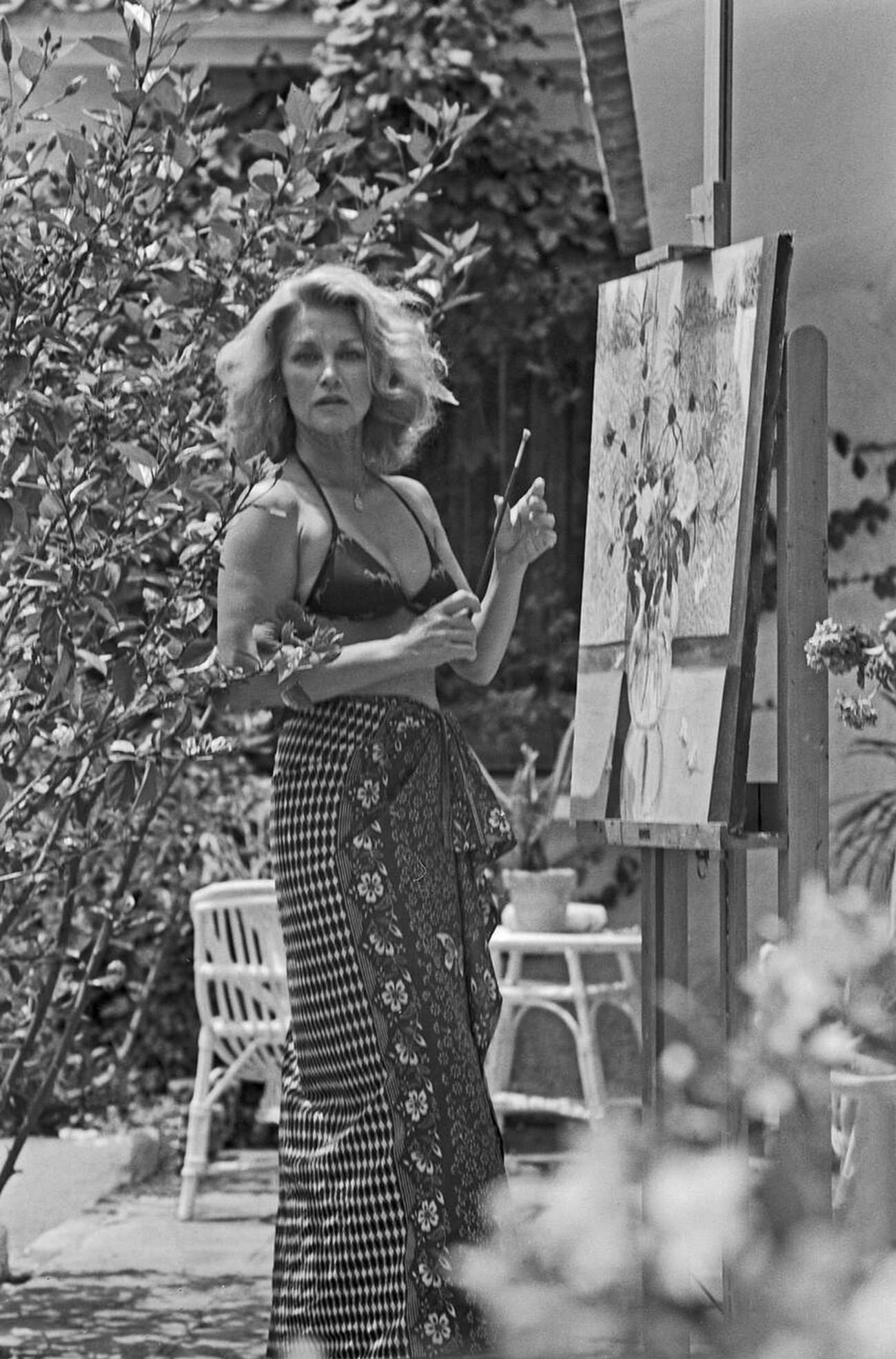 Linda Christian Painting In Germany, Circa 1968.