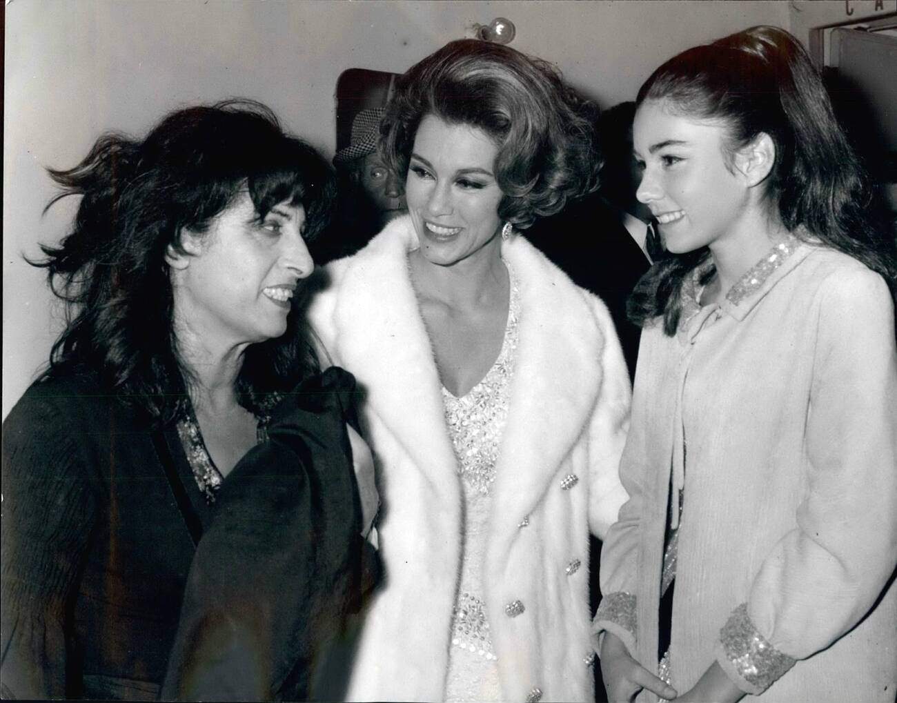 Anna Magnani, Linda Christian, And Romina Power At A Gala Performance, November 1965.