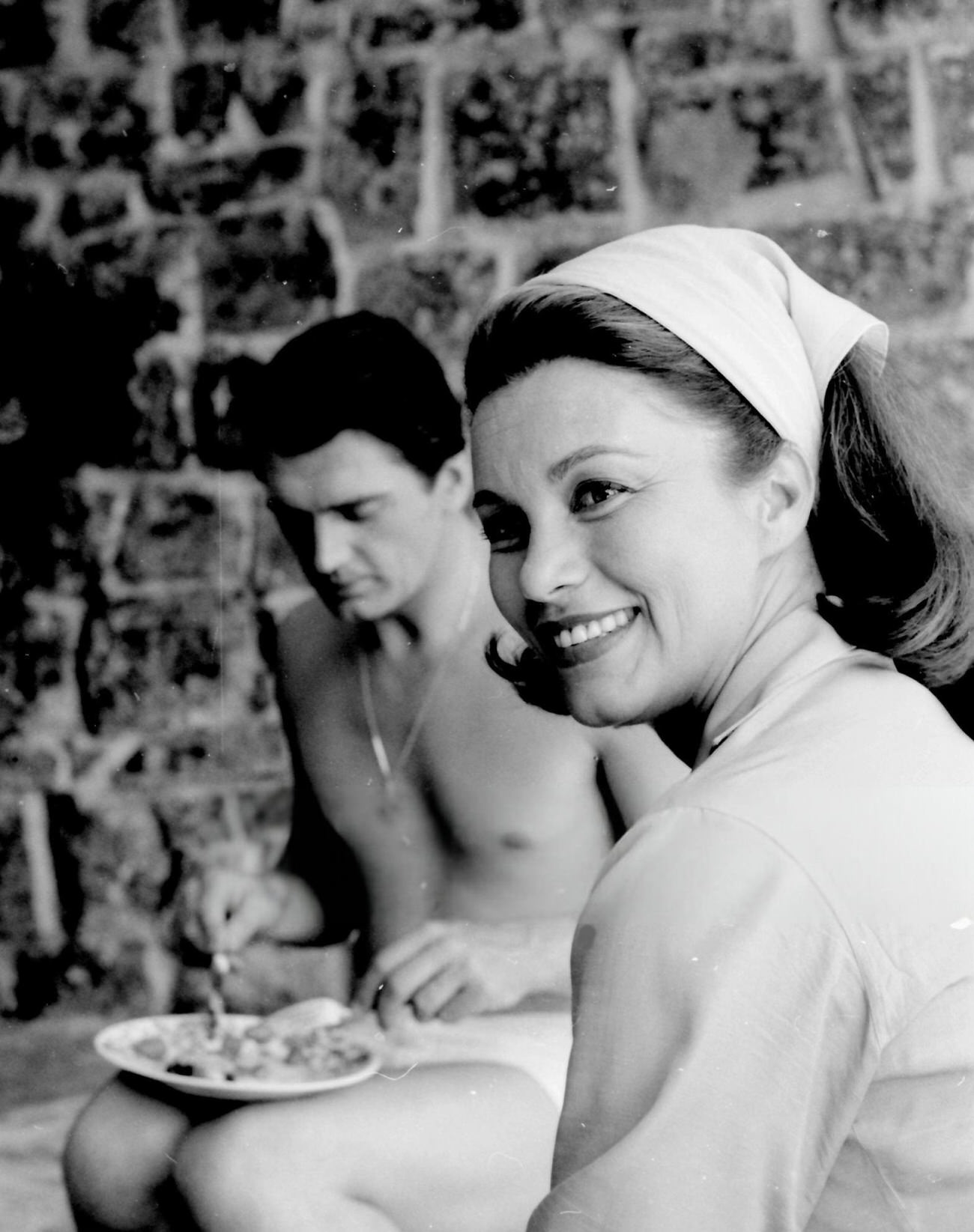 Linda Christian And Edmund Purdom In Madrid, 1964.