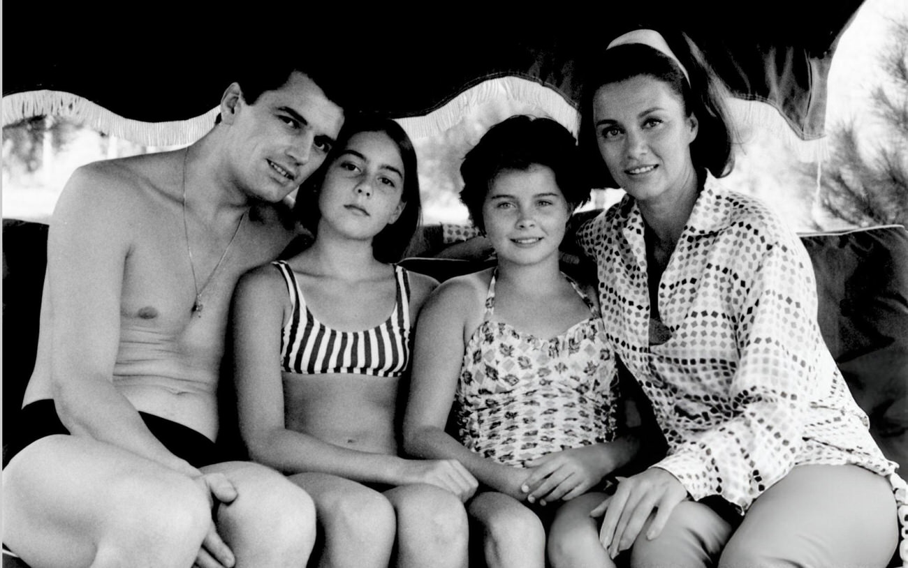 Linda Christian, Edmund Purdom, And Romina Power In Madrid, August 1964.