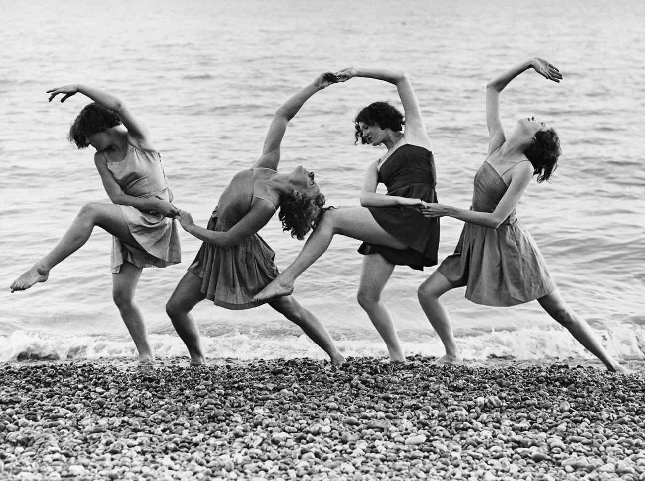 Margaret Morris Summer School Students Rehearsing On The Beach.