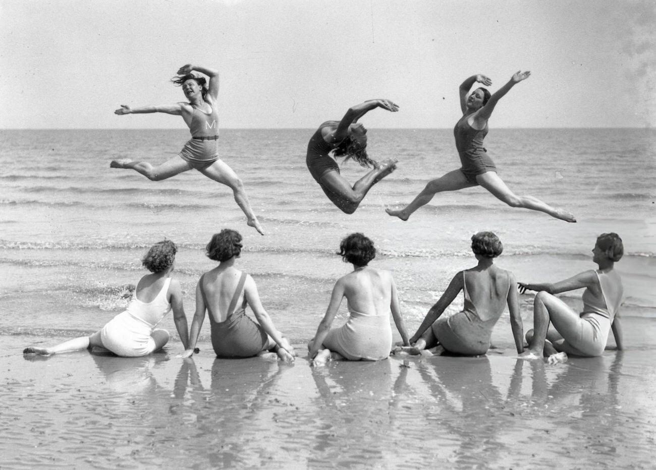 Margaret Morris Movement Pupils Practicing At Sandwich Beach, Kent, 1935.