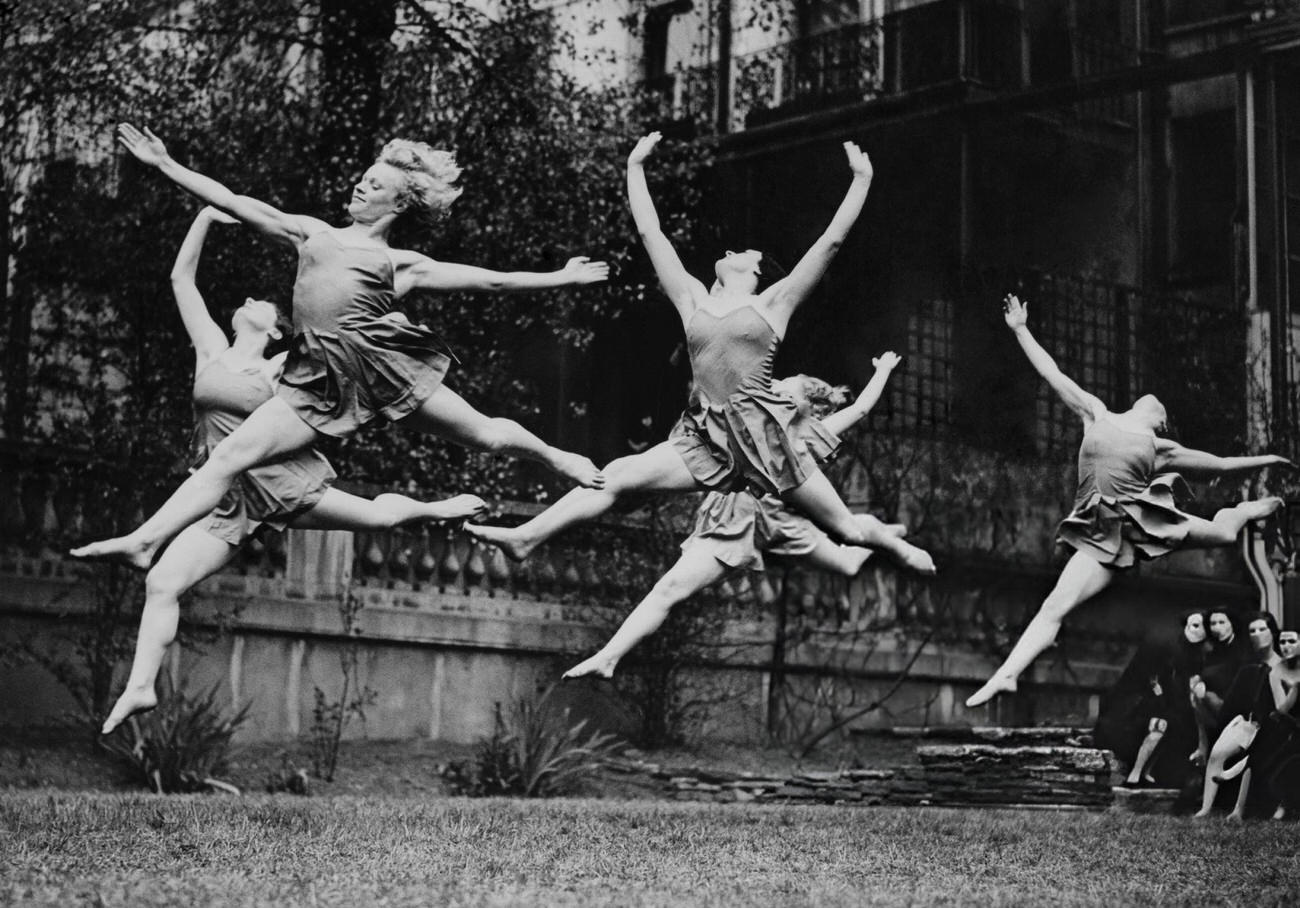 Margaret Morris Dancers Executing Rhythmic Leaps In England, May 1936.