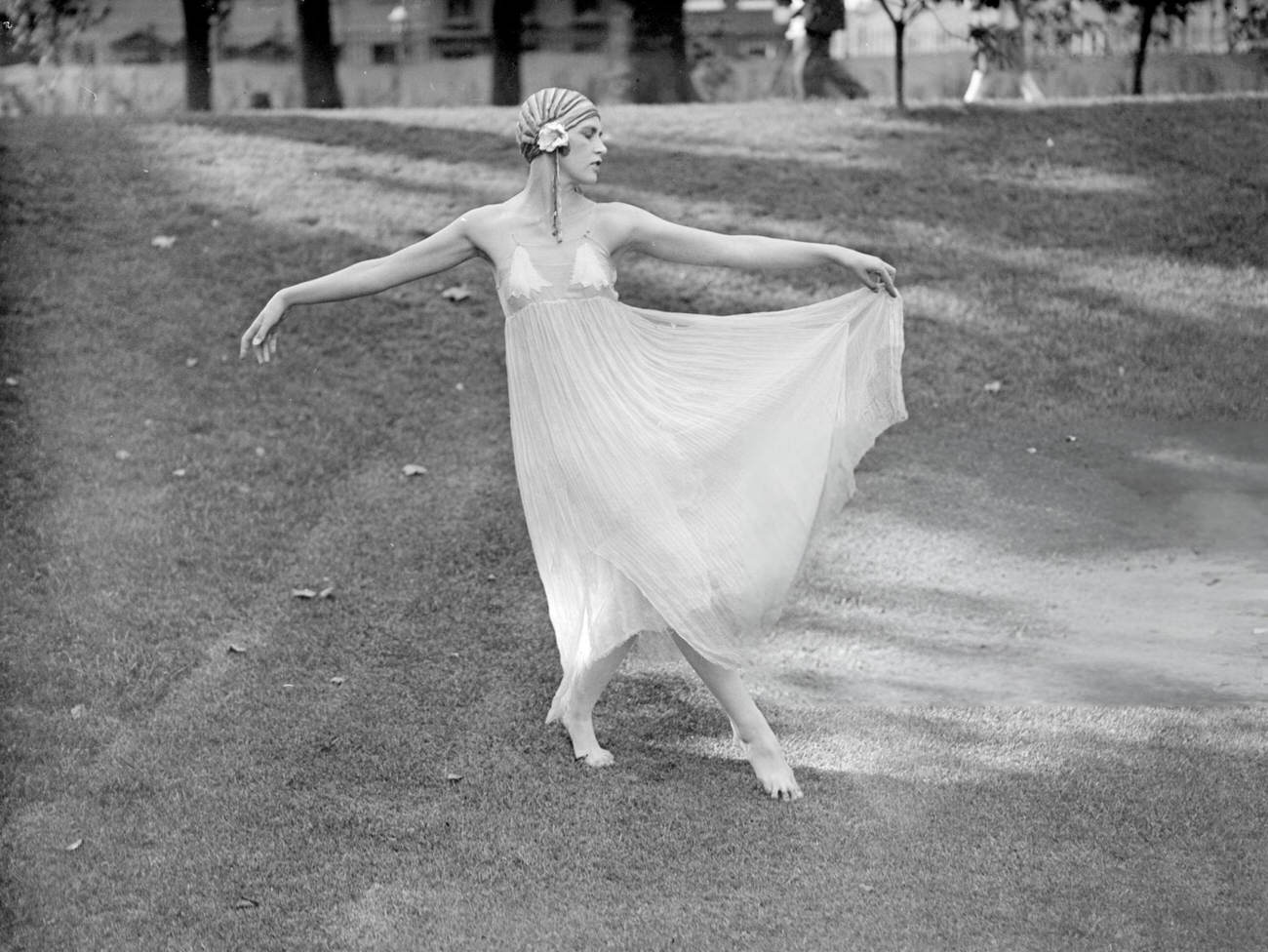 An Mmm (Margaret Morris Movement) School Of Dancing Dancer In A Park, 1927.